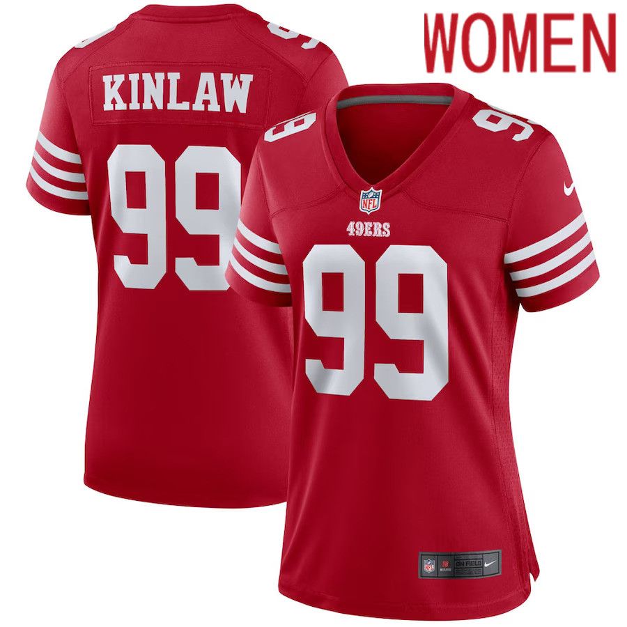 Women San Francisco 49ers #99 Javon Kinlaw Nike Scarlet Player Game NFL Jersey->customized nfl jersey->Custom Jersey